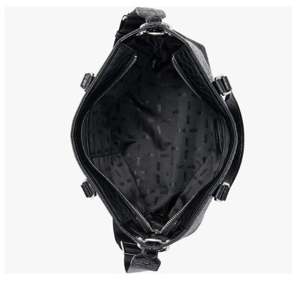 DKNY Gregorio textured faux-leather zip top medium tote satchel bag	 - BLACK - Picture 10 of 11